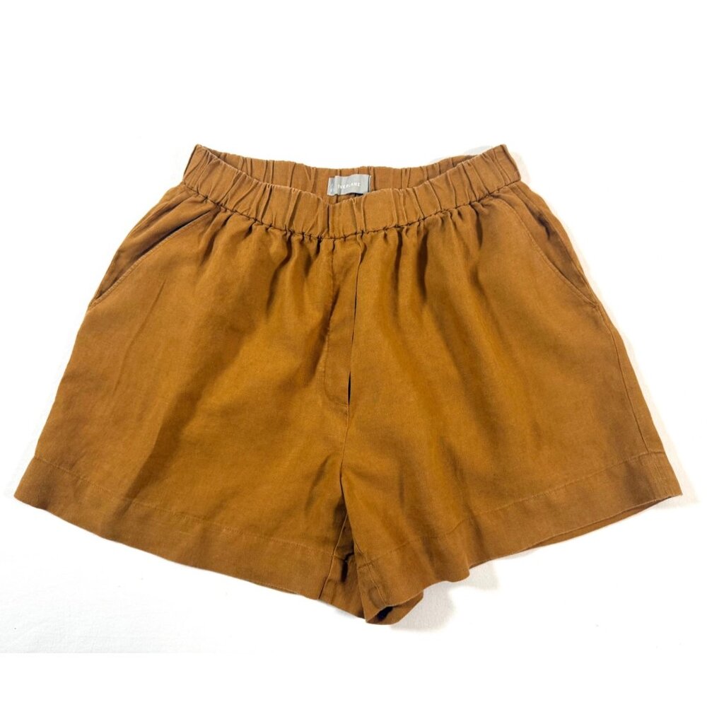 Everlane 100% Linen‎ Shorts Womens Small Elastic Waist Rust Burnt Orange Pull On